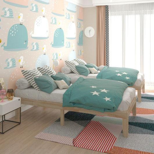 Twin Size 14 Inch Wooden Slats Bed Mattress Frame-Natural at Set Shop and Smile