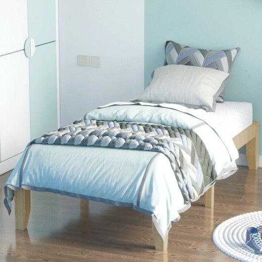 Twin Size 14 Inch Wooden Slats Bed Mattress Frame-Natural at Set Shop and Smile