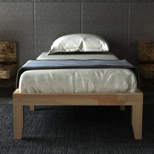 Twin Size 14 Inch Wooden Slats Bed Mattress Frame-Natural at Set Shop and Smile