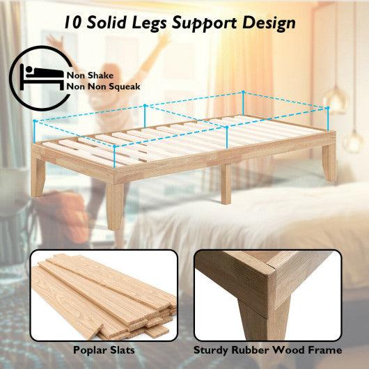 Twin Size 14 Inch Wooden Slats Bed Mattress Frame-Natural at Set Shop and Smile