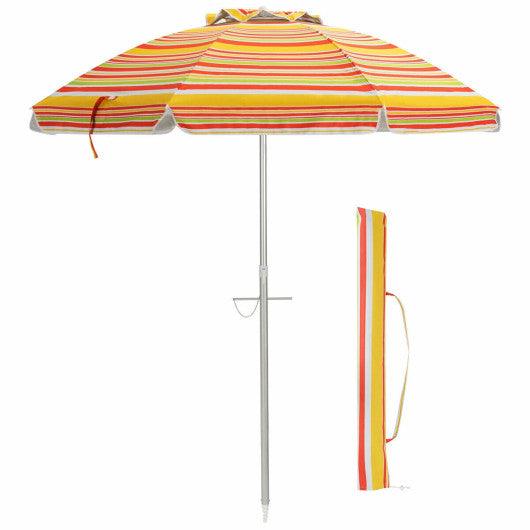 6.5 Feet Beach Umbrella with Sun Shade and Carry Bag without Weight Base-Orange at Set Shop and Smile