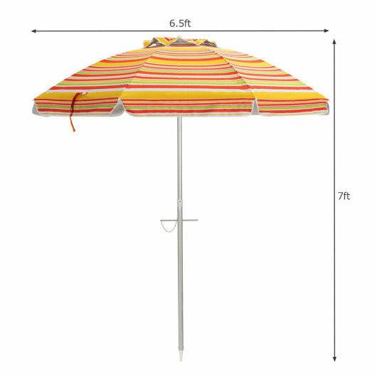 6.5 Feet Beach Umbrella with Sun Shade and Carry Bag without Weight Base-Orange at Set Shop and Smile