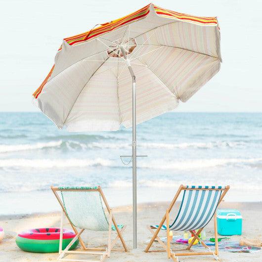 6.5 Feet Beach Umbrella with Sun Shade and Carry Bag without Weight Base-Orange at Set Shop and Smile