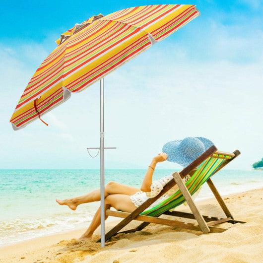 6.5 Feet Beach Umbrella with Sun Shade and Carry Bag without Weight Base-Orange at Set Shop and Smile