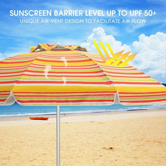 6.5 Feet Beach Umbrella with Sun Shade and Carry Bag without Weight Base-Orange at Set Shop and Smile