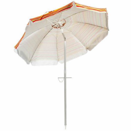 6.5 Feet Beach Umbrella with Sun Shade and Carry Bag without Weight Base-Orange at Set Shop and Smile