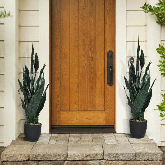 35.5 Inch Indoor-Outdoor Artificial Fake Snake Plant at Set Shop and Smile