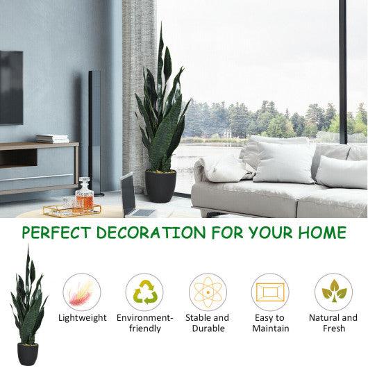 35.5 Inch Indoor-Outdoor Artificial Fake Snake Plant at Set Shop and Smile