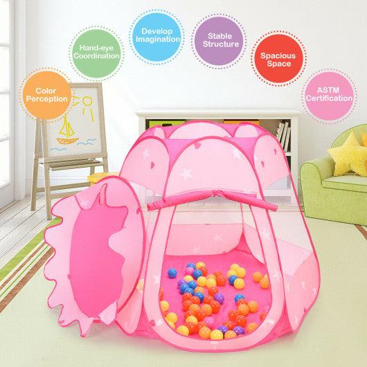 Pink Portable Kid Play House Play Tent with 100 Balls at Set Shop and Smile