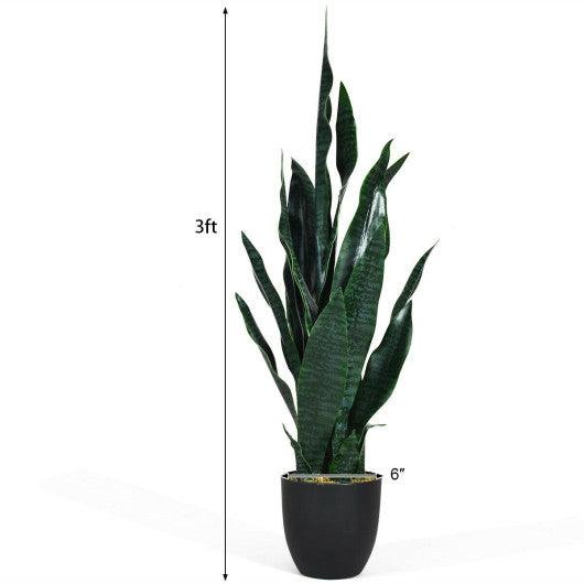 35.5 Inch Indoor-Outdoor Artificial Fake Snake Plant at Set Shop and Smile