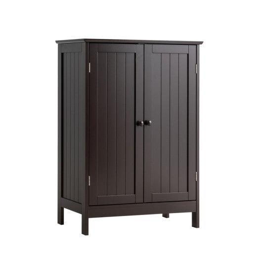 Bathroom Floor Storage Double Door Cupboard Cabinet-Brown at Set Shop and Smile