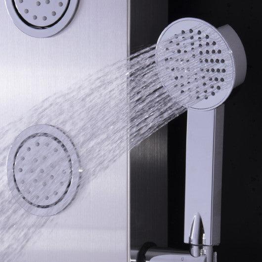 47 Inch Stainless Shower Panel with Massage Jets Hand Shower at Set Shop and Smile
