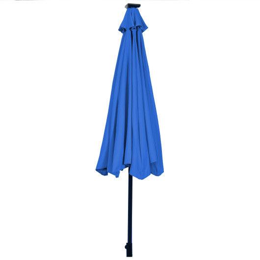 10' Solar LED Lighted Patio Market Umbrella Shade Tilt Adjustment Crank-Blue at Set Shop and Smile