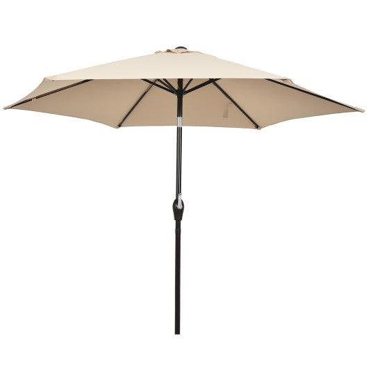 10 Feet Outdoor Patio Umbrella with Tilt Adjustment and Crank-beige at Set Shop and Smile
