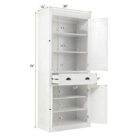 Cupboard Freestanding Kitchen Cabinet w/ Adjustable Shelves-White at Set Shop and Smile