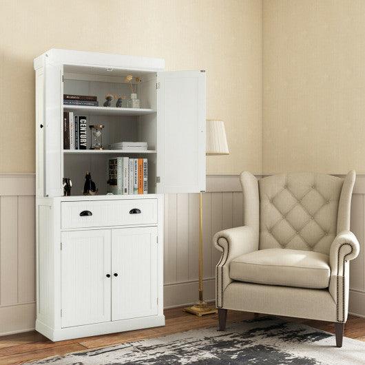 Cupboard Freestanding Kitchen Cabinet w/ Adjustable Shelves-White at Set Shop and Smile