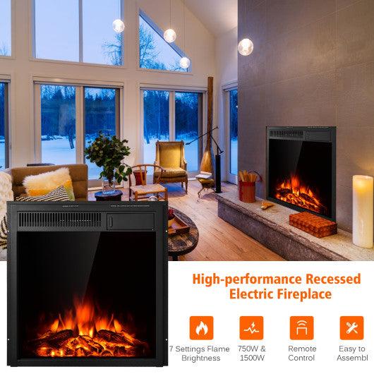 22.5 Inch Electric Fireplace Insert Freestanding and Recessed Heater at Set Shop and Smile