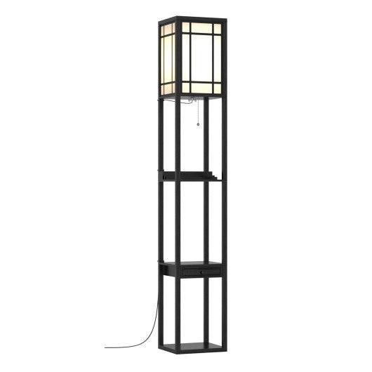 Modern Floor Lamp with Shelves and Drawer at Set Shop and Smile