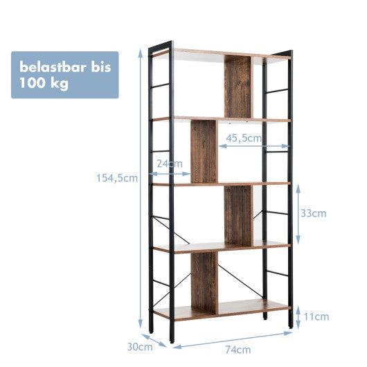 4-Tier Industrial Freestanding Bookshelf with Metal Frame at Set Shop and Smile