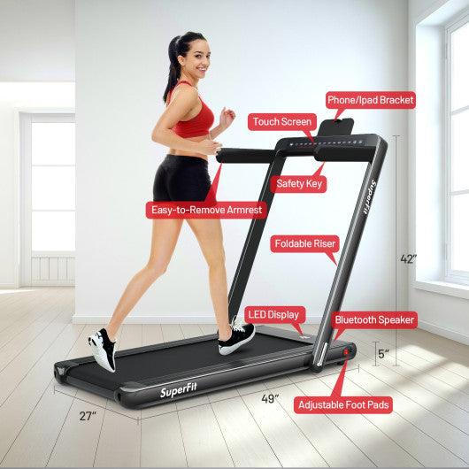 2-in-1 Electric Motorized Folding Treadmill with Dual Display-Black at Set Shop and Smile