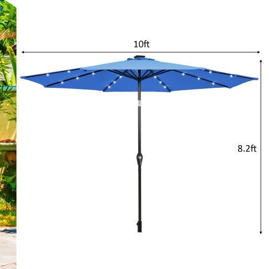 10' Solar LED Lighted Patio Market Umbrella Shade Tilt Adjustment Crank-Blue at Set Shop and Smile