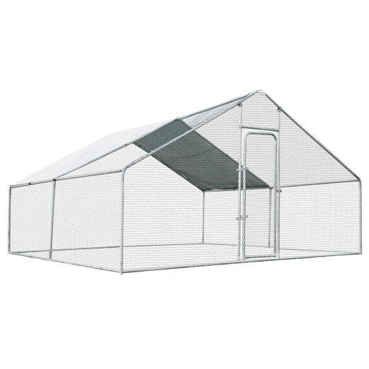 13 x 13 Feet Walk-in Chicken Coop with Waterproof Cover for Outdoor Backyard Farm at Set Shop and Smile