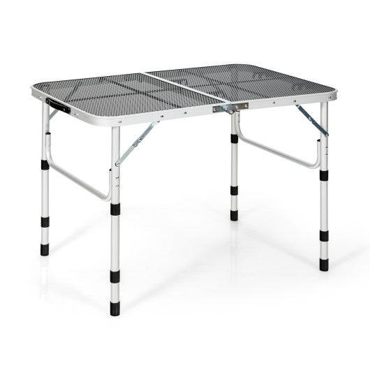 Aluminum Grill Table with Iron Mesh Top-Silver at Set Shop and Smile