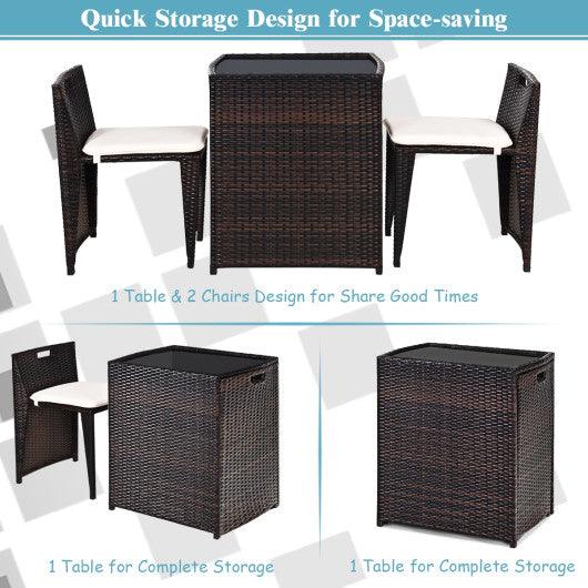 3 Pieces Cushioned Outdoor Wicker Patio Set with No Assembly Needed at Set Shop and Smile