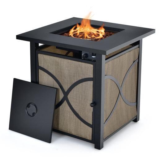 25 Inch 40000 BTU Propane Fire Pit Table with Lid and Fire Glass at Set Shop and Smile