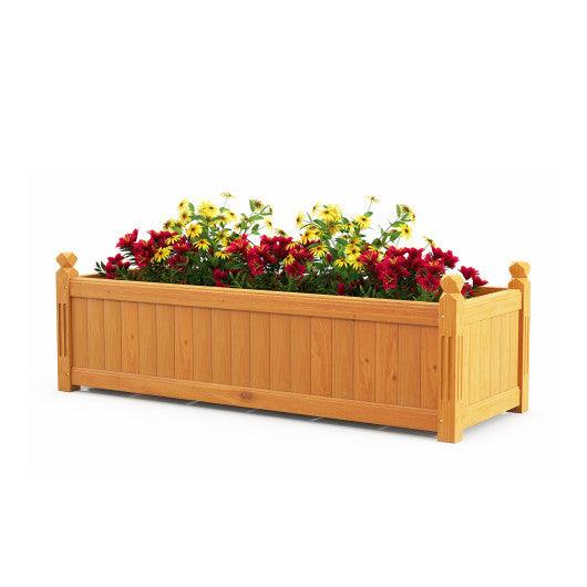 Wooden Rectangular Garden Bed with Drainage System-Natural at Set Shop and Smile