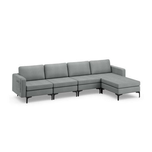 1/2/3/4-Seat Convertible Sectional Sofa with Reversible Ottoman-4-Seat L-shaped with 2 USB Ports at Set Shop and Smile