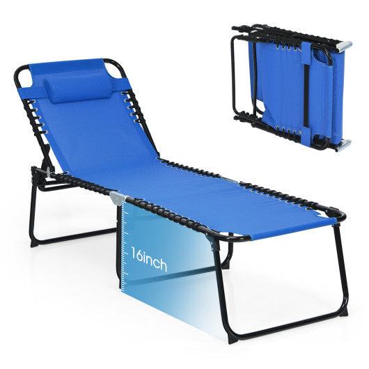 Foldable Recline Lounge Chair with Adjustable Backrest and Footrest-Blue at Set Shop and Smile
