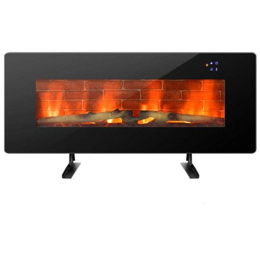 42 Inch Electric Wall Mounted Freestanding Fireplace with Remote Control-Black at Set Shop and Smile