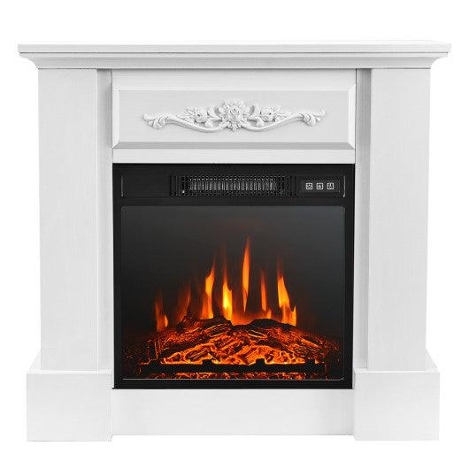 1400W TV Stand Electric Fireplace Mantel with Remote Control-White at Set Shop and Smile