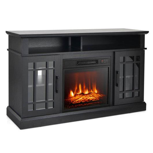 48 Inch Electric Fireplace TV Stand with Cabinets for TVs Up to 55 Inch-Black at Set Shop and Smile