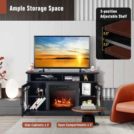 48 Inch Electric Fireplace TV Stand with Cabinets for TVs Up to 55 Inch-Black at Set Shop and Smile