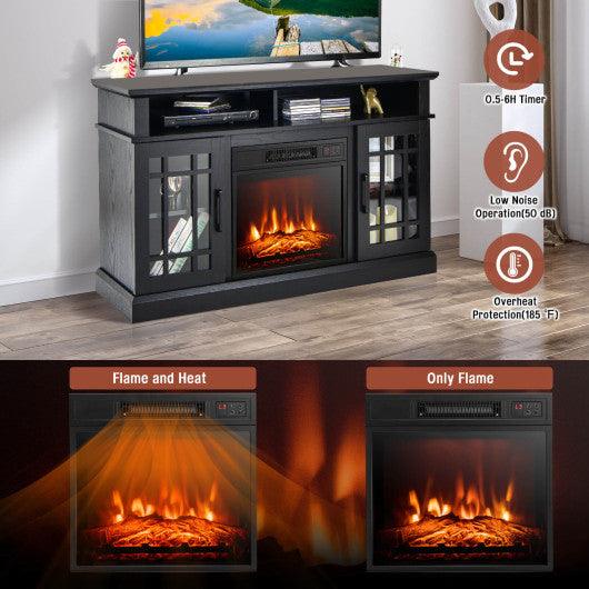 48 Inch Electric Fireplace TV Stand with Cabinets for TVs Up to 55 Inch-Black at Set Shop and Smile
