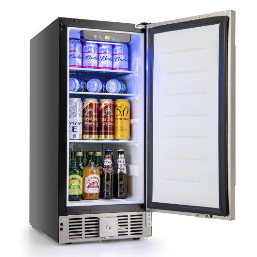 Compact Refrigerator with Adjustable Thermostat and Stainless Steel Door-Silver at Set Shop and Smile