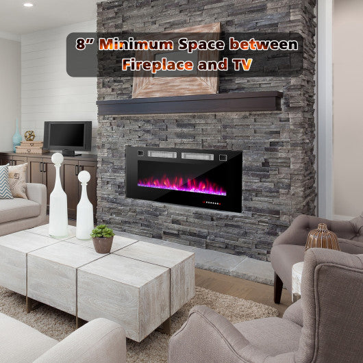 42 Inch Ultra-Thin Electric Fireplace with Decorative Crystals and Smart APP Control-42 inch - Set Shop and Smile