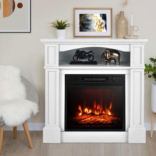 32 Inch 1400W Electric TV Stand Fireplace with Shelf-White at Set Shop and Smile