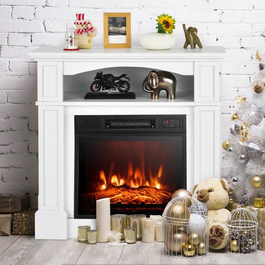 32 Inch 1400W Electric TV Stand Fireplace with Shelf-White at Set Shop and Smile