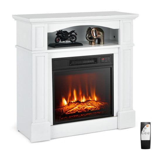 32 Inch 1400W Electric TV Stand Fireplace with Shelf-White at Set Shop and Smile