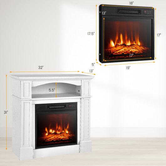 32 Inch 1400W Electric TV Stand Fireplace with Shelf-White at Set Shop and Smile