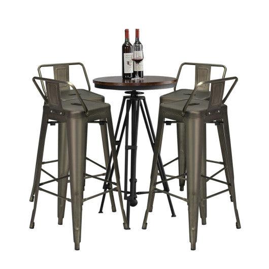 30 Inch Set of 4 Metal Counter Height Barstools with Low Back and Rubber Feet-Gun at Set Shop and Smile