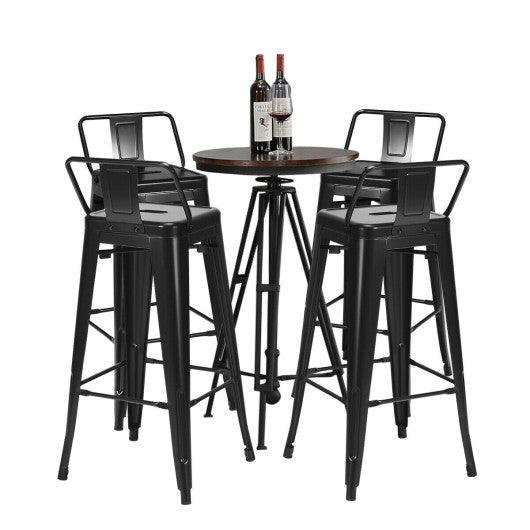 30 Inch Set of 4 Metal Counter Height Barstools with Low Back and Rubber Feet-Black at Set Shop and Smile