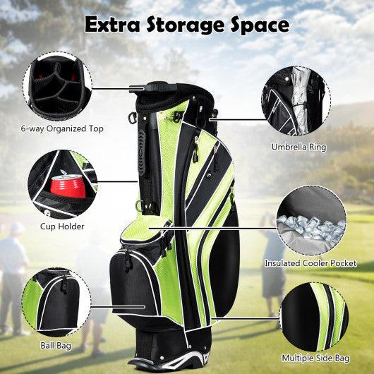 Golf Stand Cart Bag with 6-Way Divider Carry Pockets-Green at Set Shop and Smile