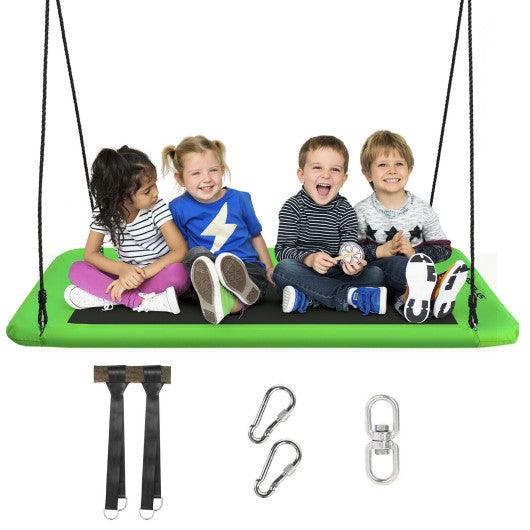60 Inches Platform Tree Swing Outdoor with 2 Hanging Straps-Green at Set Shop and Smile