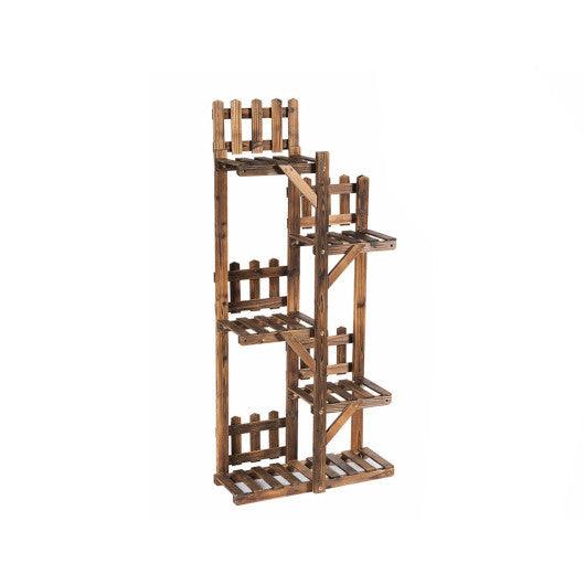 5-Tier Flower Rack Wood Plant Stand 6 Pots Display Shelf at Set Shop and Smile