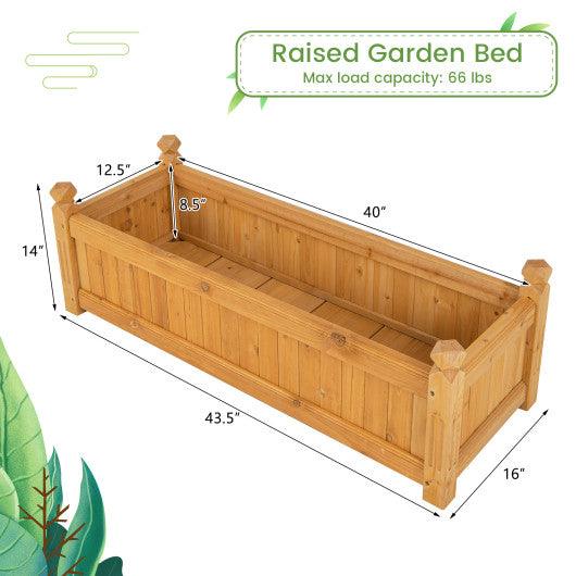 Wooden Rectangular Garden Bed with Drainage System-Natural at Set Shop and Smile