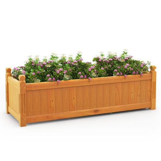 Wooden Rectangular Garden Bed with Drainage System-Natural at Set Shop and Smile